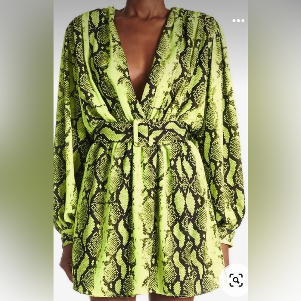 OFF/WHITE 80s Deep V Python-Print Mini Dress - Picture 6 of 14